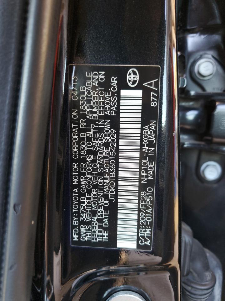 2013 Toyota Prius C VIN: JTDKDTB36D1542029 Lot: 86309405