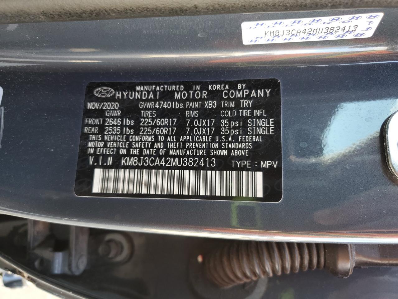 2021 Hyundai Tucson Limited VIN: KM8J3CA42MU382413 Lot: 86228355