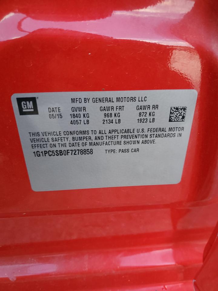 2015 Chevrolet Cruze Lt VIN: 1G1PC5SB0F7278858 Lot: 84634865