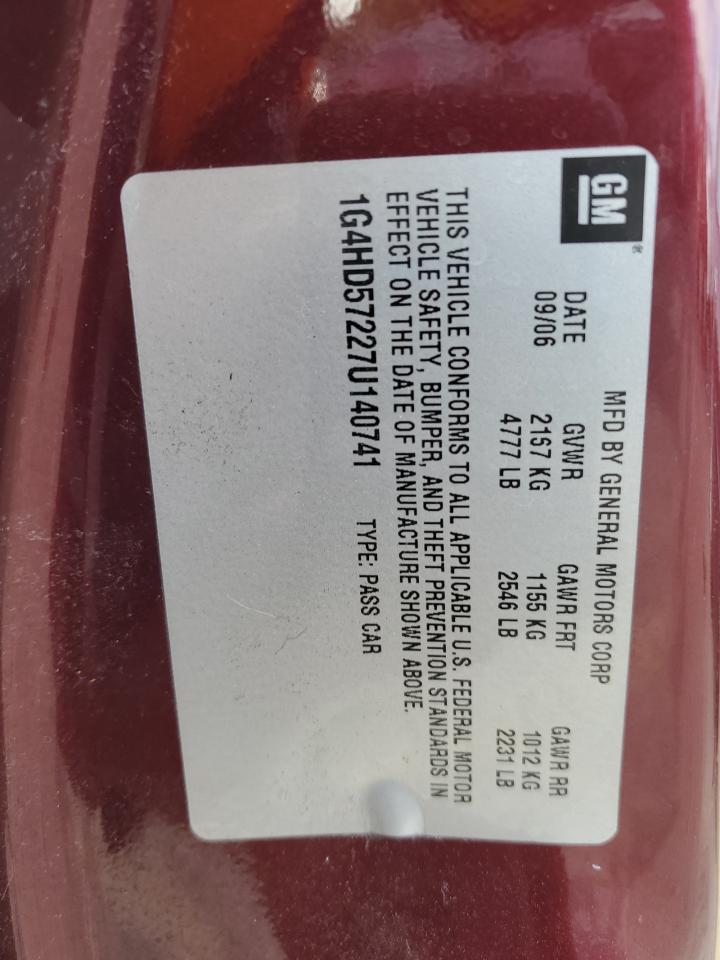 2007 Buick Lucerne Cxl VIN: 1G4HD57227U140741 Lot: 90361015