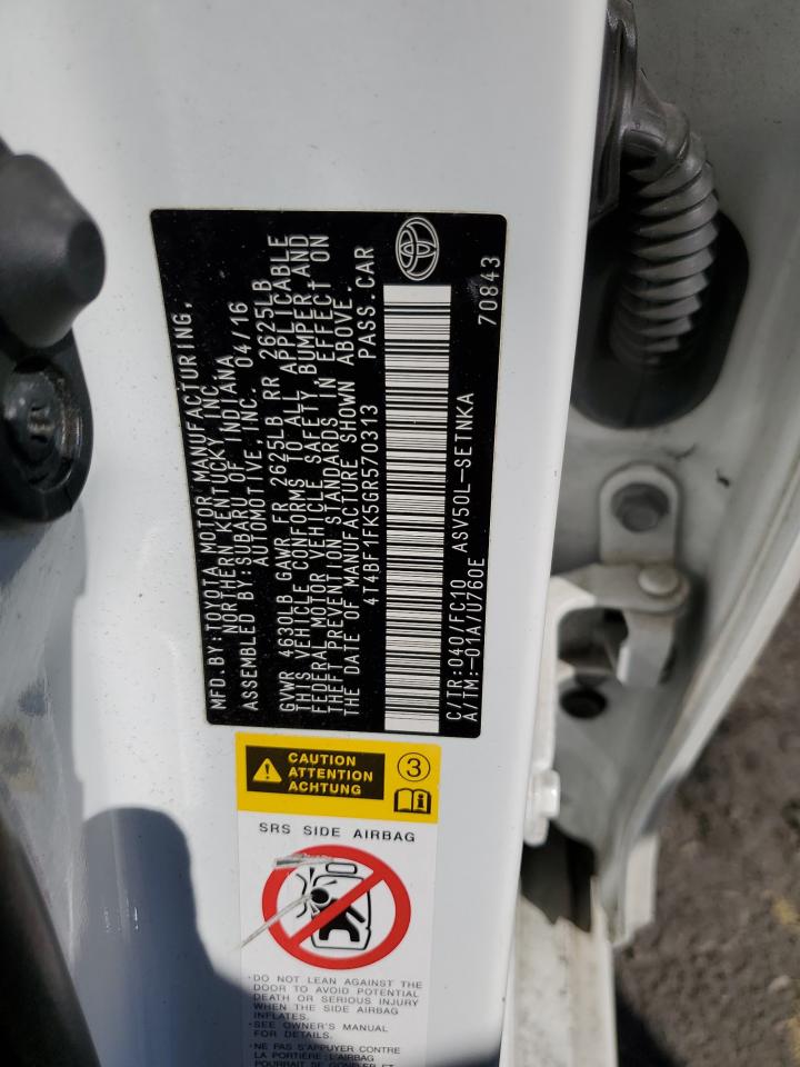 2016 Toyota Camry Le VIN: 4T4BF1FK5GR570313 Lot: 84173765