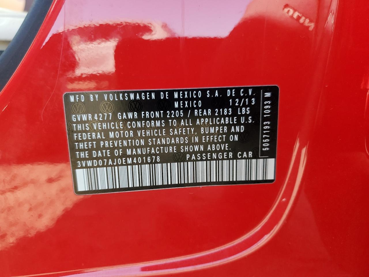 2014 Volkswagen Jetta Se VIN: 3VWD07AJ0EM401678 Lot: 86116445