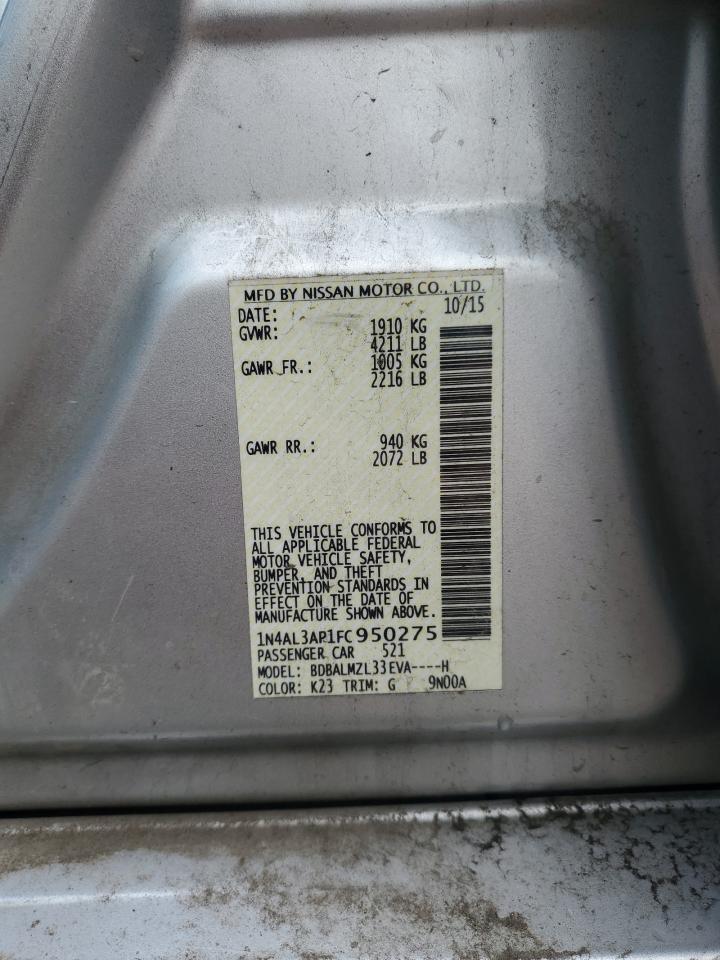 2015 Nissan Altima 2.5 VIN: 1N4AL3AP1FC950275 Lot: 85343715