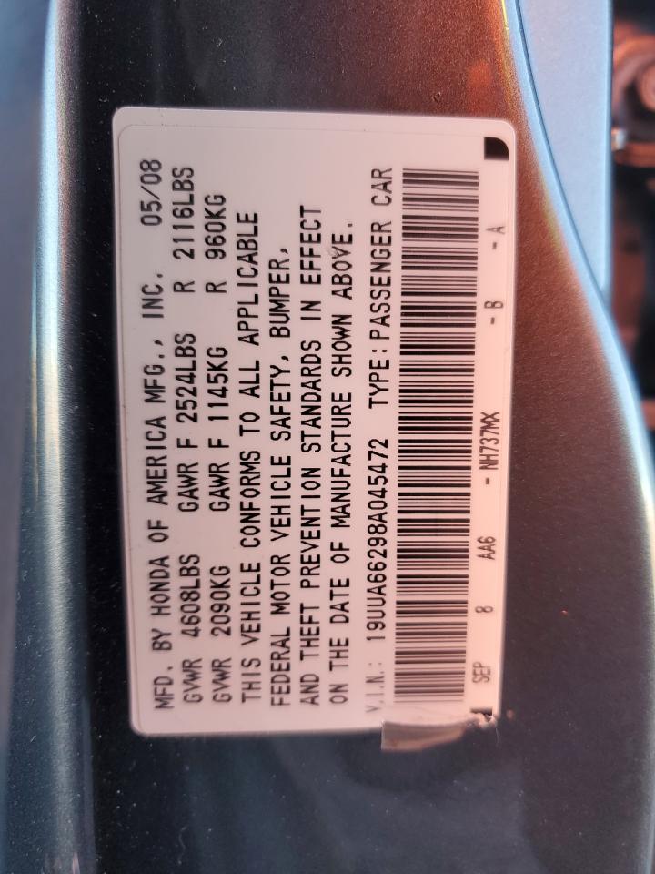 2008 Acura Tl VIN: 19UUA66298A045472 Lot: 82599465