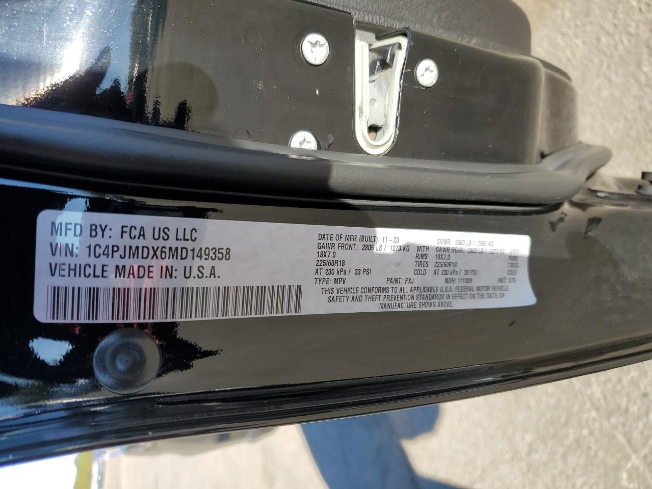 2021 Jeep Cherokee Limited VIN: 1C4PJMDX6MD149358 Lot: 86491495