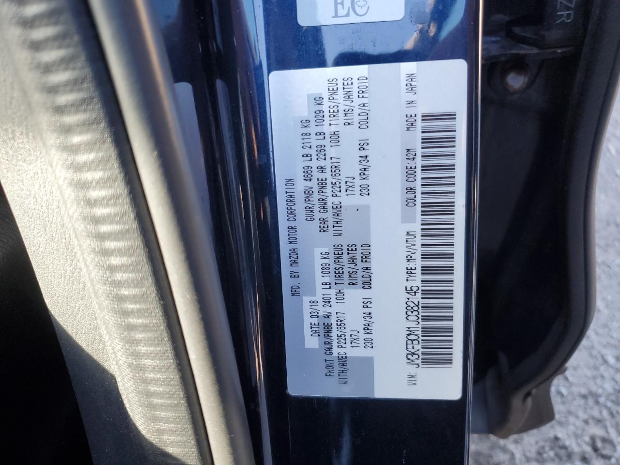 2018 Mazda Cx-5 Touring VIN: JM3KFBCM1J0382145 Lot: 83940585