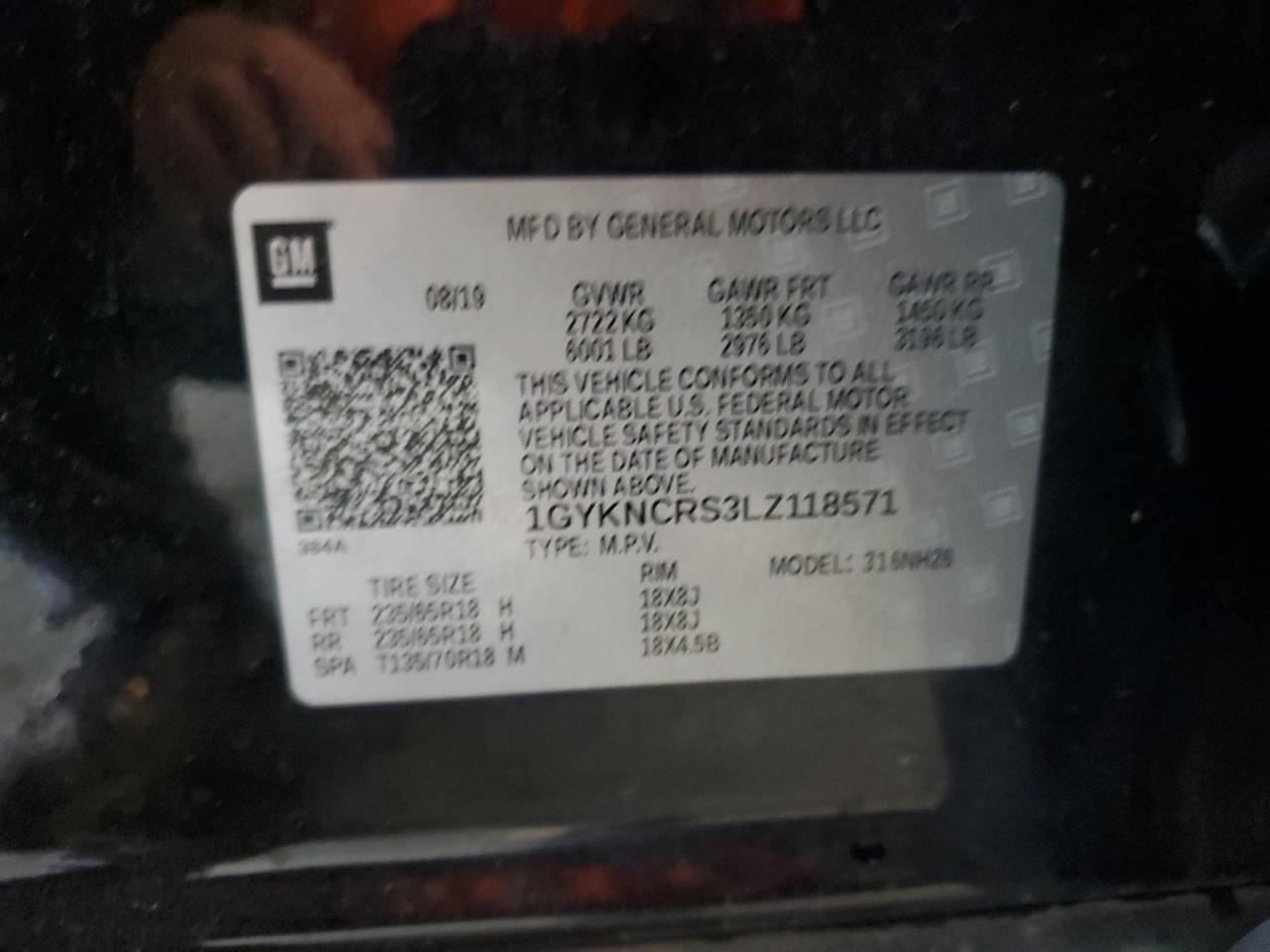 2020 Cadillac Xt5 Premium Luxury VIN: 1GYKNCRS3LZ118571 Lot: 82711105