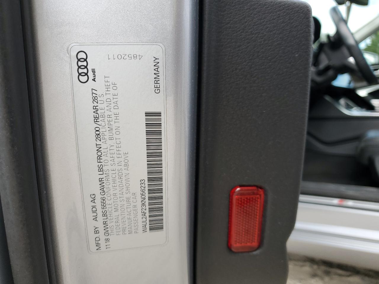 2019 Audi A6 Premium Plus VIN: WAUL2AF23KN056233 Lot: 84438545