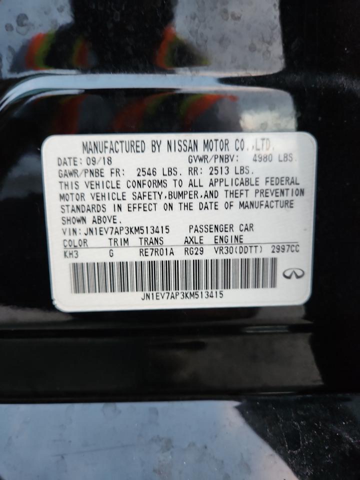 2019 Infiniti Q50 Luxe VIN: JN1EV7AP3KM513415 Lot: 85280825