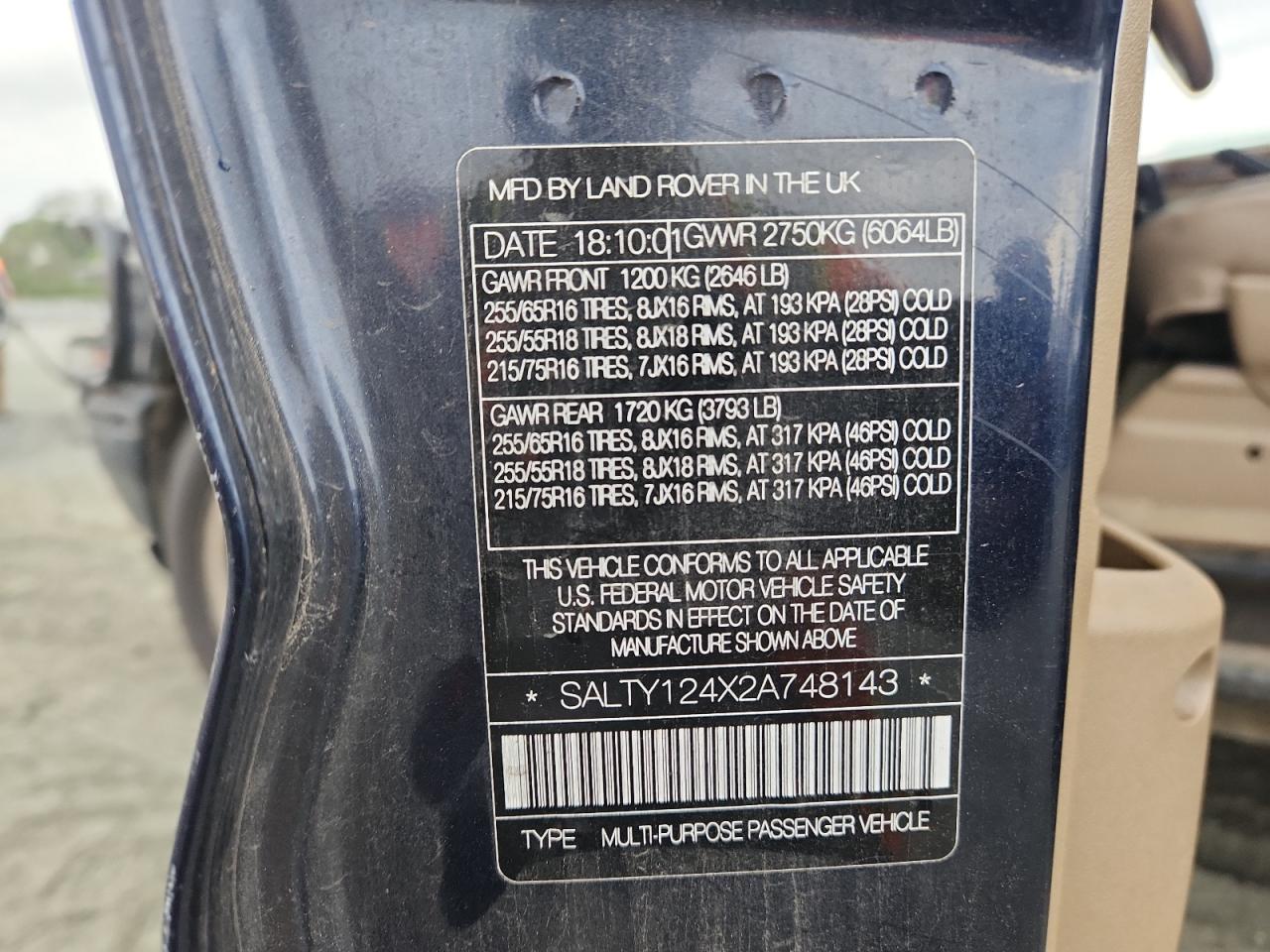 2002 Land Rover Discovery Ii Se VIN: SALTY124X2A748143 Lot: 85491925