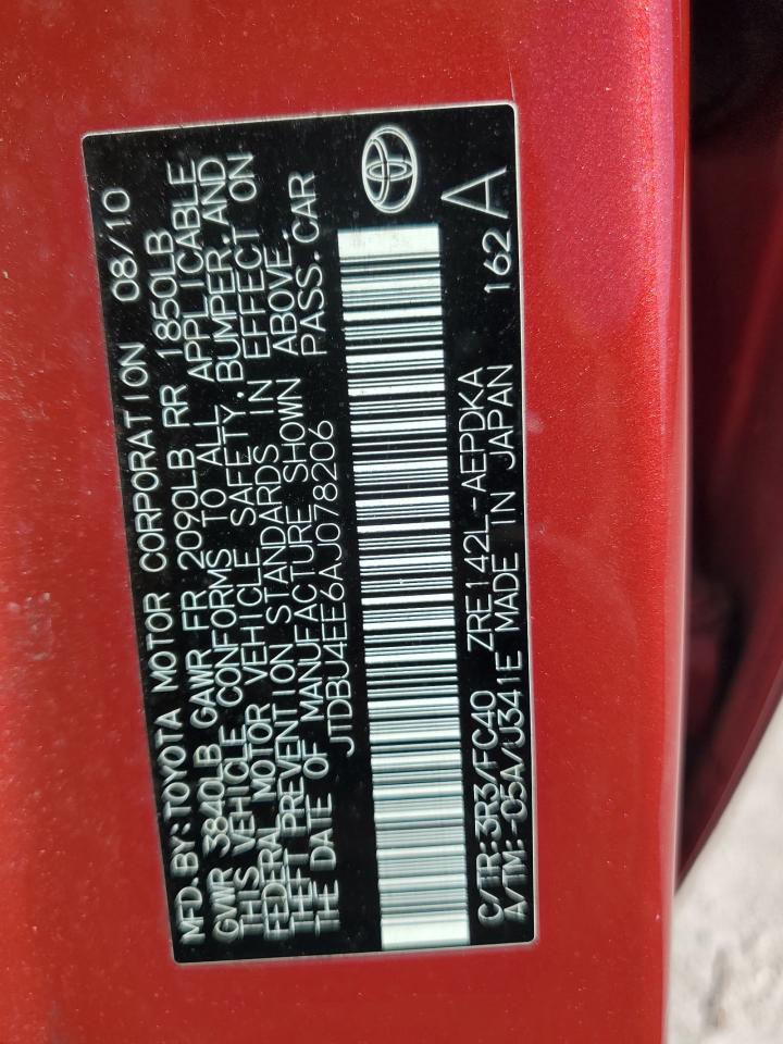 2010 Toyota Corolla Base VIN: JTDBU4EE6AJ078206 Lot: 82442525