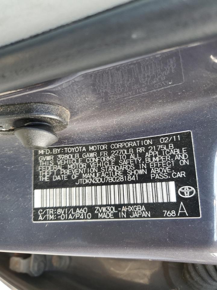 2011 Toyota Prius VIN: JTDKN3DU7B0281841 Lot: 82348535