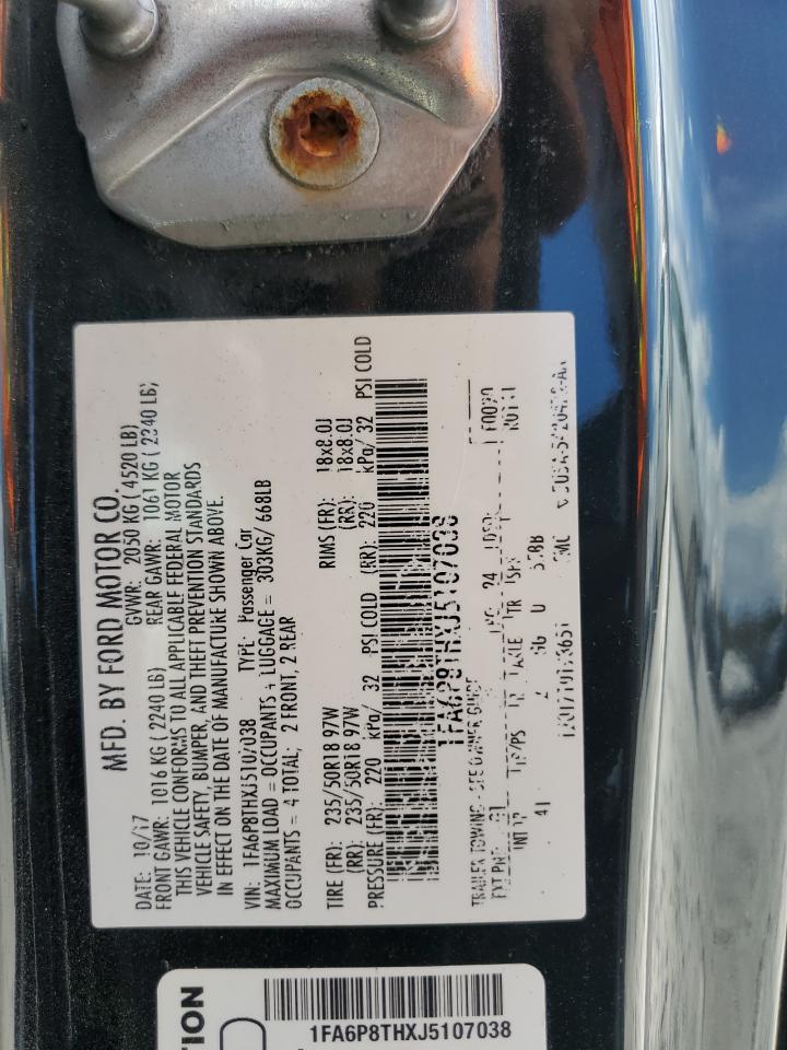 2018 Ford Mustang VIN: 1FA6P8THXJ5107038 Lot: 85892985