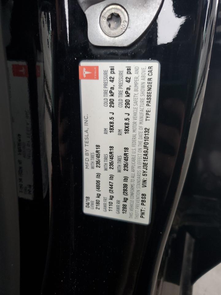 2018 Tesla Model 3 VIN: 5YJ3E1EA9JF010132 Lot: 87383075