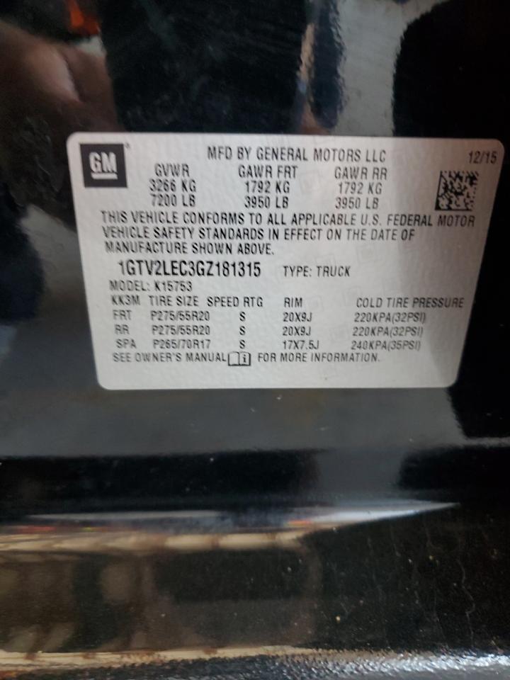 2016 GMC Sierra K1500 VIN: 1GTV2LEC3GZ181315 Lot: 84244145