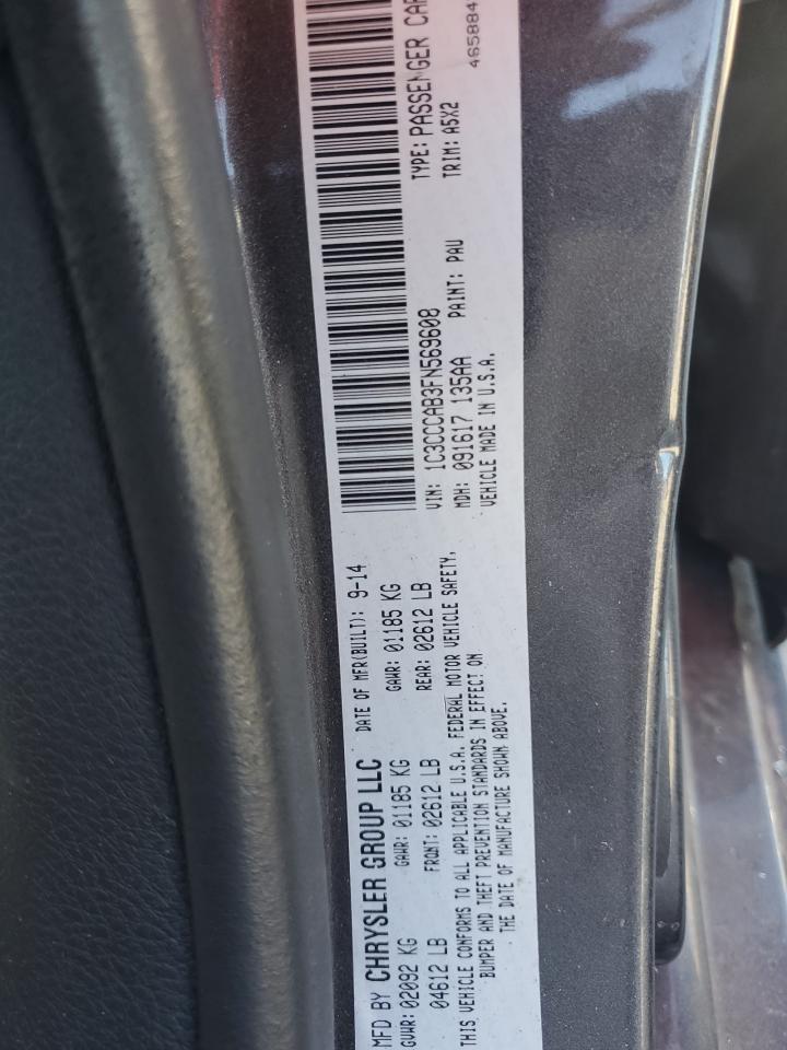 2015 Chrysler 200 Limited VIN: 1C3CCCAB3FN569608 Lot: 82464375