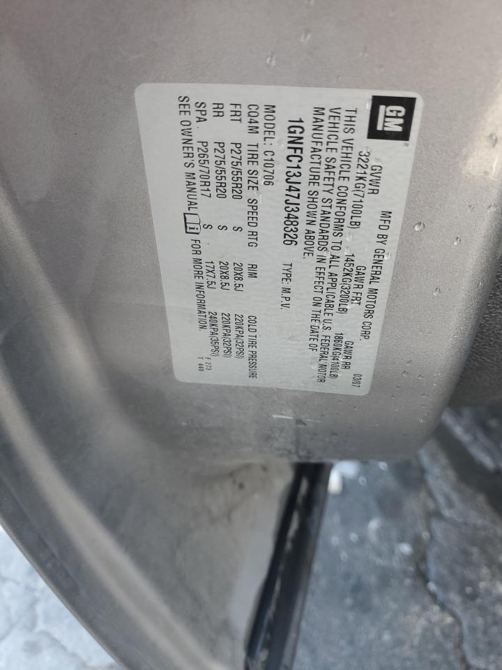 2007 Chevrolet Tahoe C1500 VIN: 1GNFC13J47J348326 Lot: 86134495