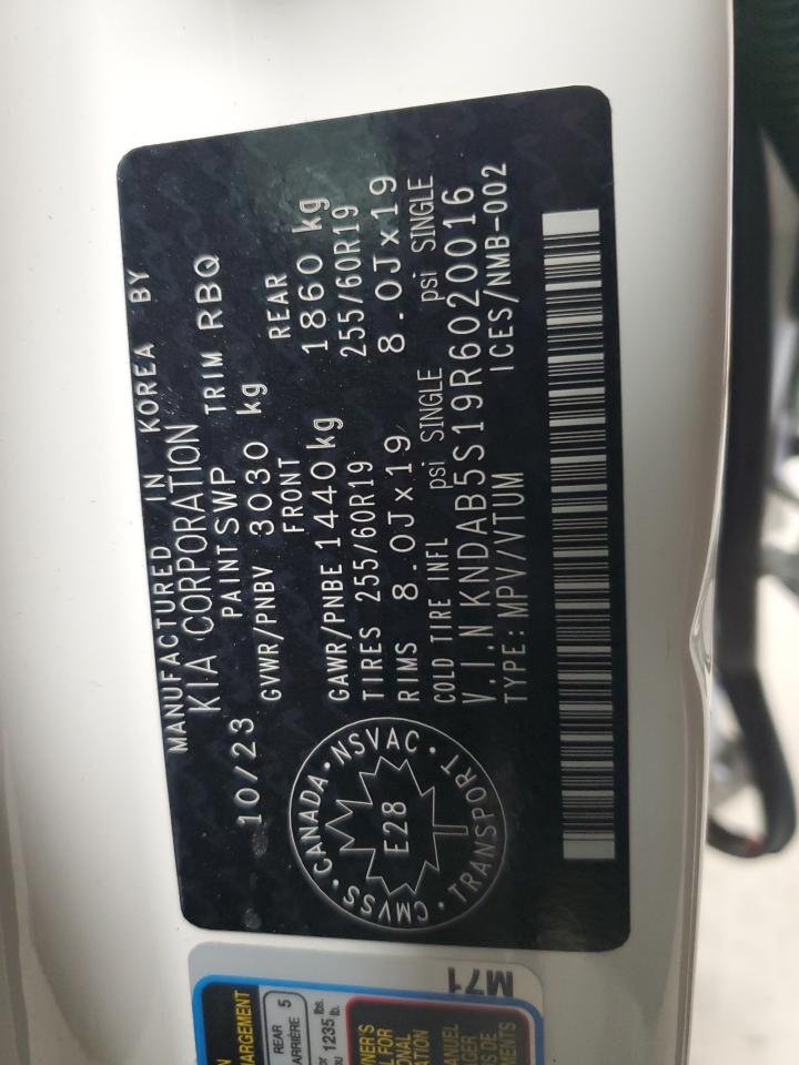 2024 Kia Ev9 Light VIN: KNDAB5S19R6020016 Lot: 89689985