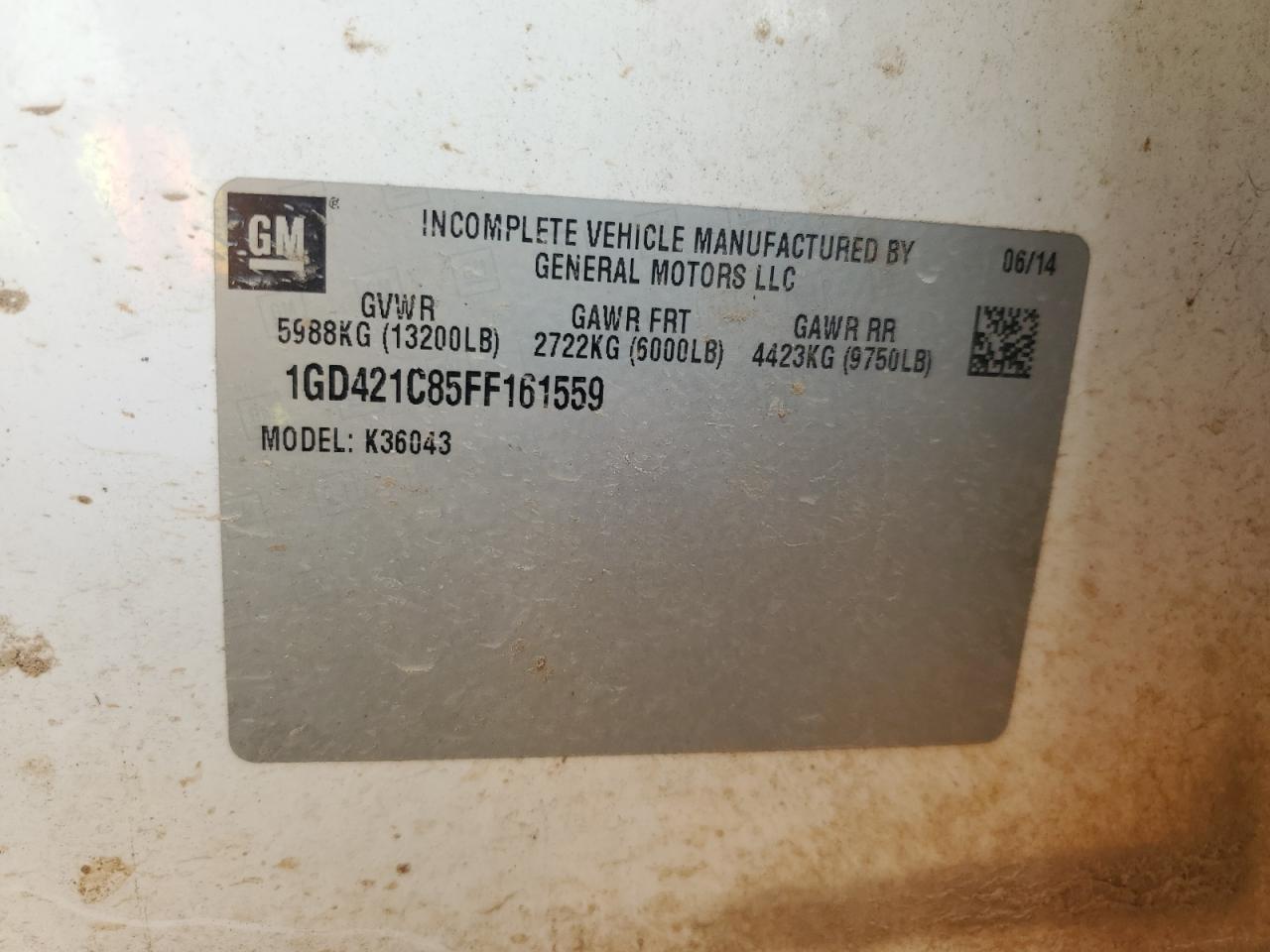 2015 GMC Sierra K3500 VIN: 1GD421C85FF161559 Lot: 84655625