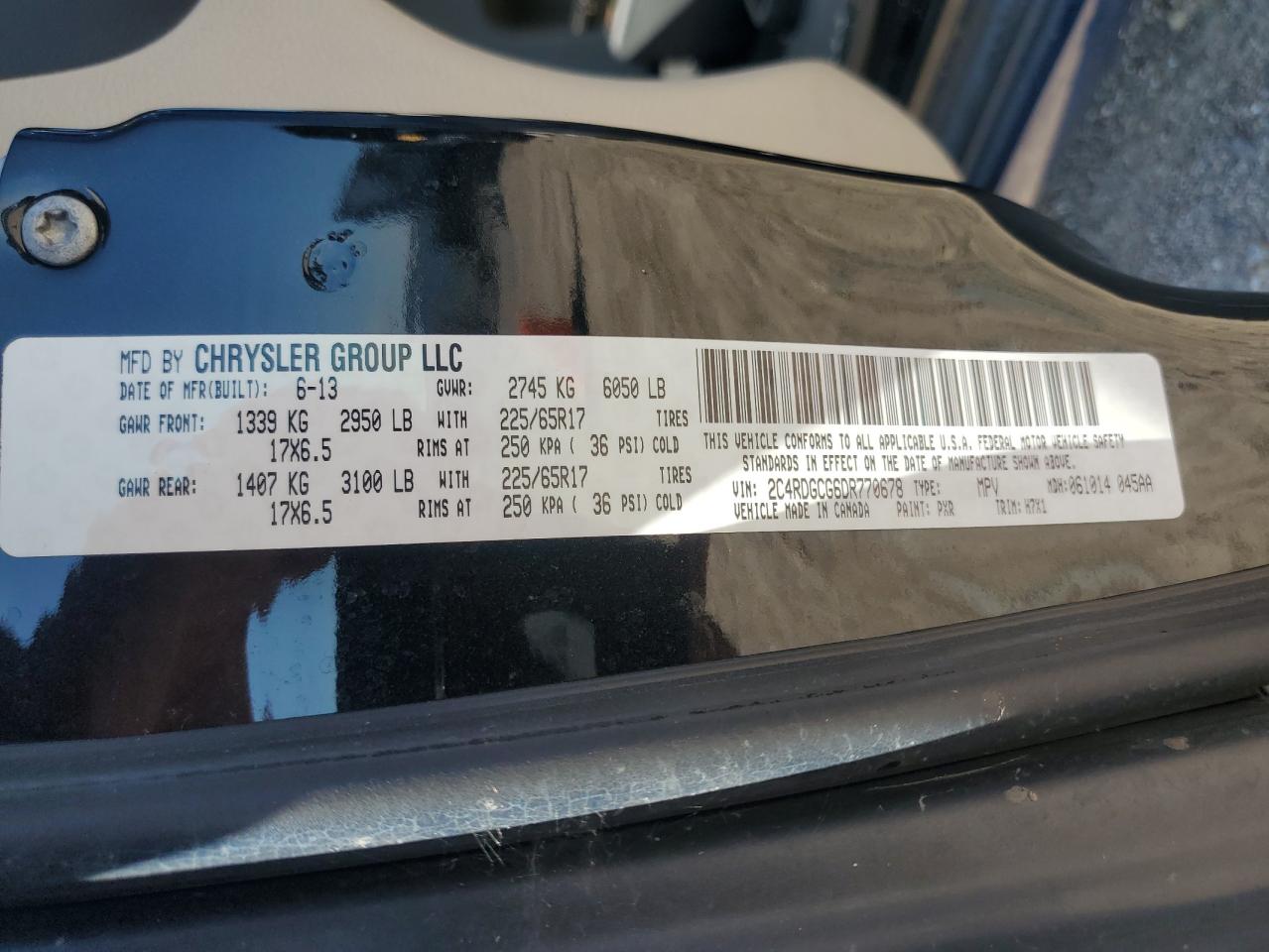 2013 Dodge Grand Caravan Sxt VIN: 2C4RDGCG6DR770678 Lot: 82771875