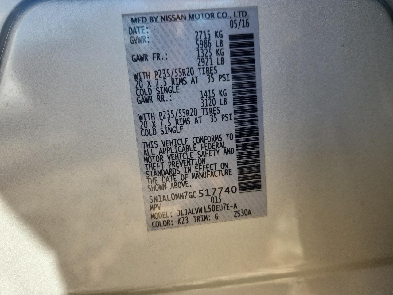 2016 Infiniti Qx60 VIN: 5N1AL0MN7GC517740 Lot: 87288025