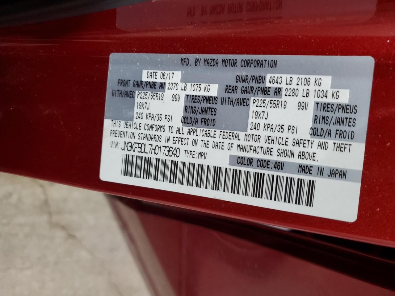 2017 Mazda Cx-5 Grand Touring VIN: JM3KFBDL7H0173640 Lot: 84066645