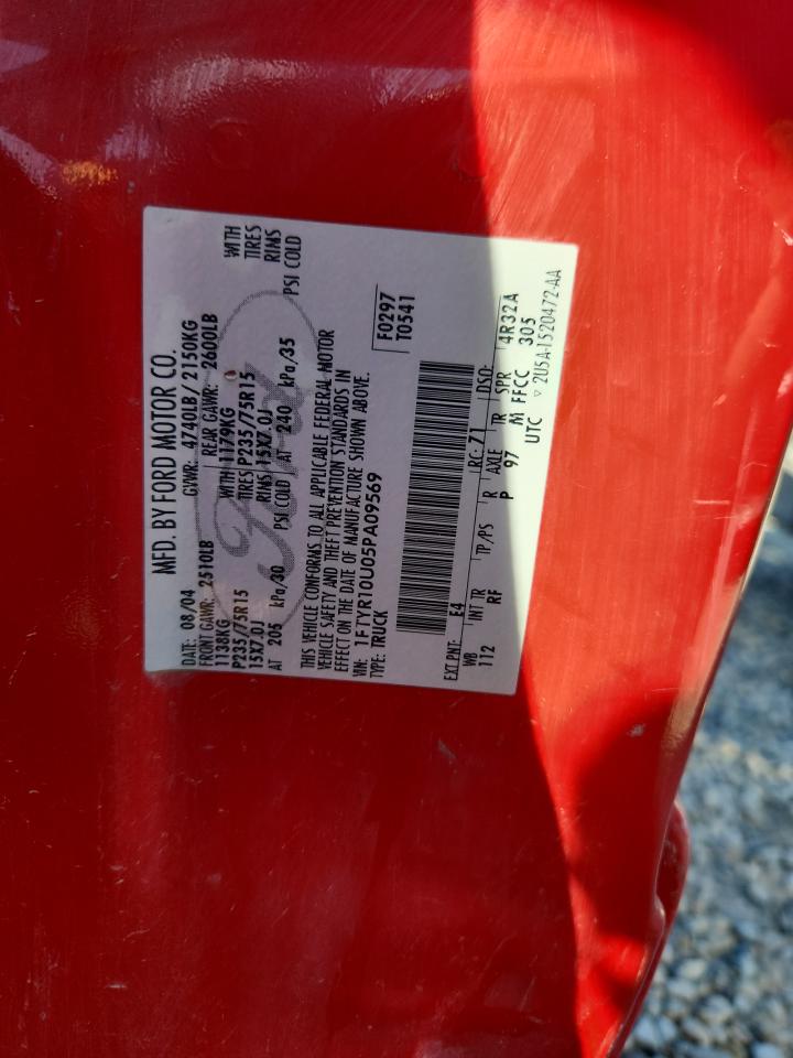 2005 Ford Ranger VIN: 1FTYR10U05PA09569 Lot: 85515625