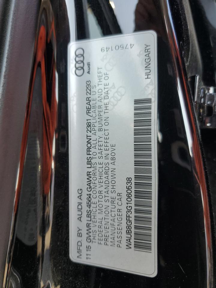 2016 Audi A3 Premium VIN: WAUB8GFF3G1060538 Lot: 89878235