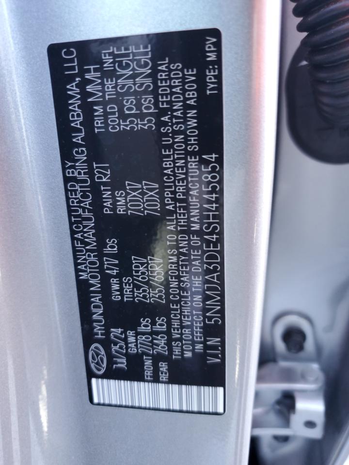 2025 Hyundai Tucson Se VIN: 5NMJA3DE4SH445854 Lot: 84874235