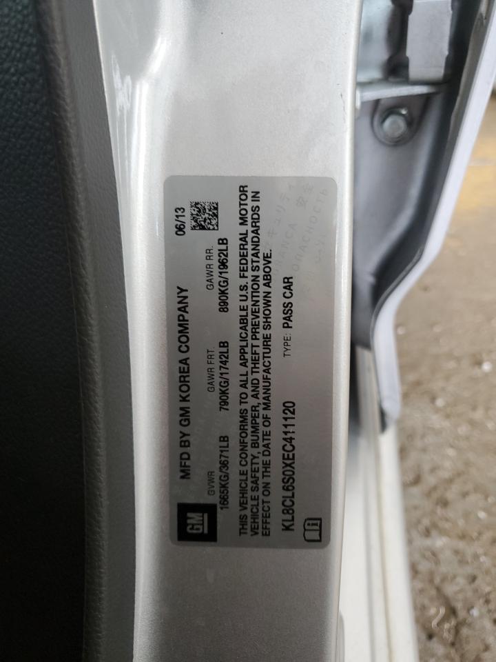 2014 Chevrolet Spark Ev 2Lt VIN: KL8CL6S0XEC411120 Lot: 85330595