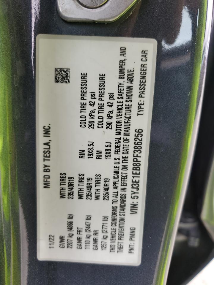 2023 Tesla Model 3 VIN: 5YJ3E1EB8PF386256 Lot: 85326875