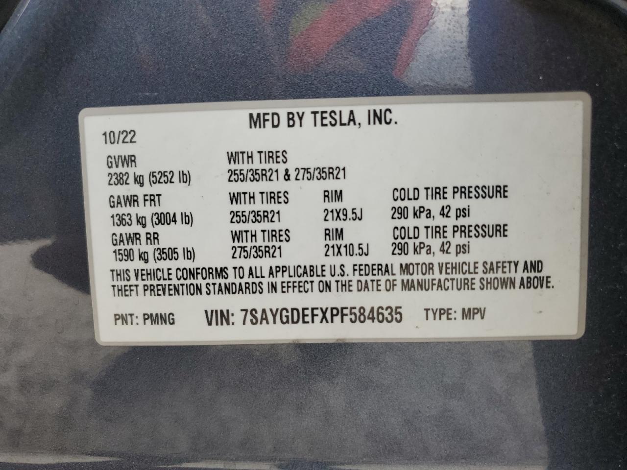 2023 Tesla Model Y VIN: 7SAYGDEFXPF584635 Lot: 87273585