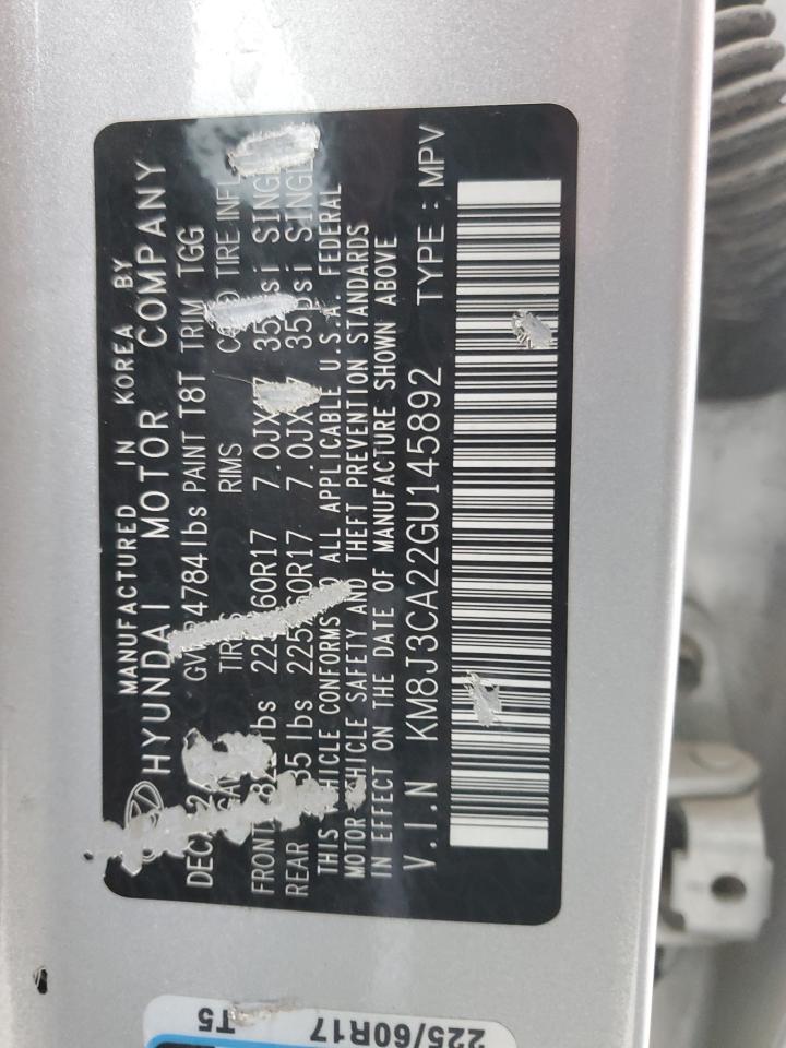 2016 Hyundai Tucson Limited VIN: KM8J3CA22GU145892 Lot: 90044405