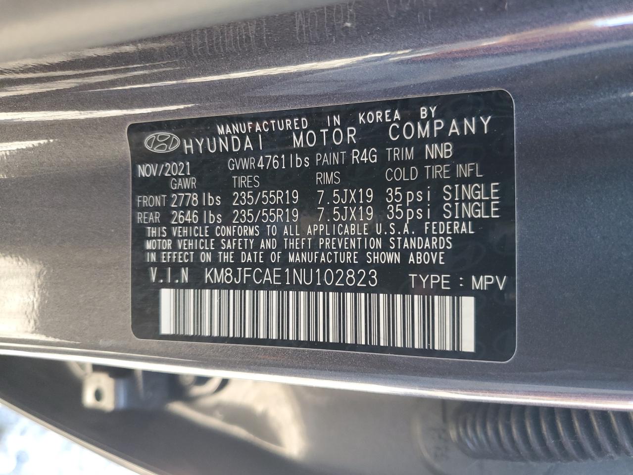 2022 Hyundai Tucson N Line VIN: KM8JFCAE1NU102823 Lot: 89606015