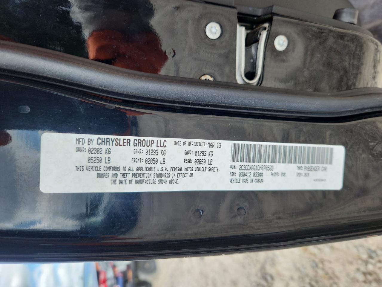 2013 Dodge Charger Police VIN: 2C3CDXAG1DH670569 Lot: 84860955