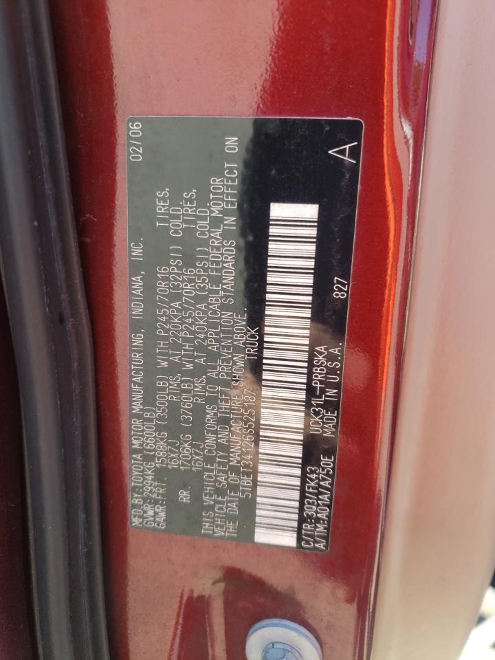 2006 Toyota Tundra Double Cab Sr5 VIN: 5TBET34126S525187 Lot: 82208165