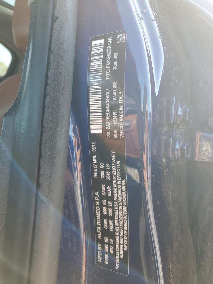 2018 Alfa Romeo Giulia Ti VIN: ZARFAECN4J7594151 Lot: 86657035