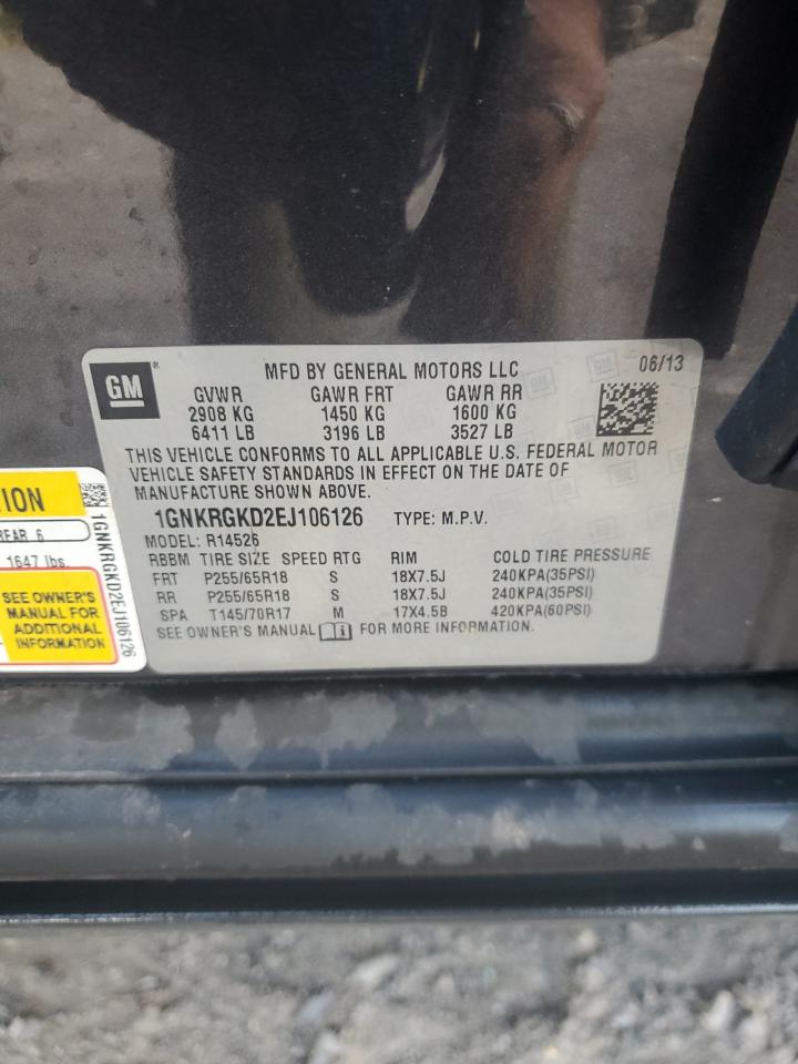 2014 Chevrolet Traverse Lt VIN: 1GNKRGKD2EJ106126 Lot: 82273195