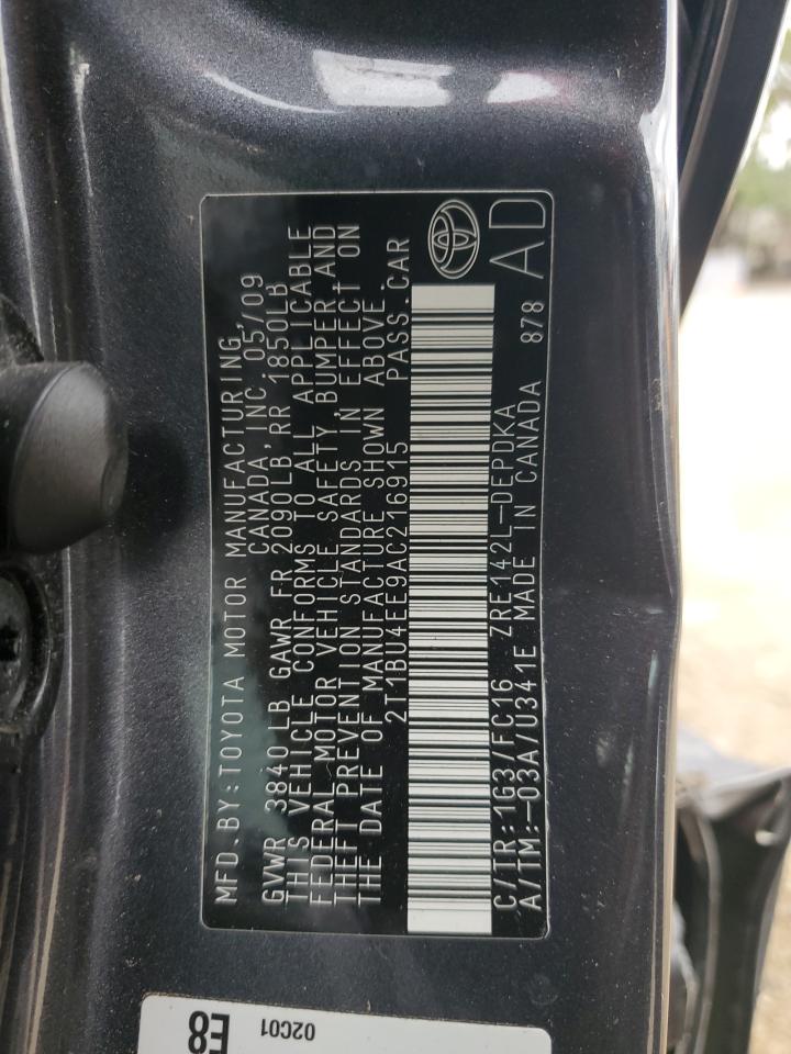 2010 Toyota Corolla Base VIN: 2T1BU4EE9AC216915 Lot: 85146095