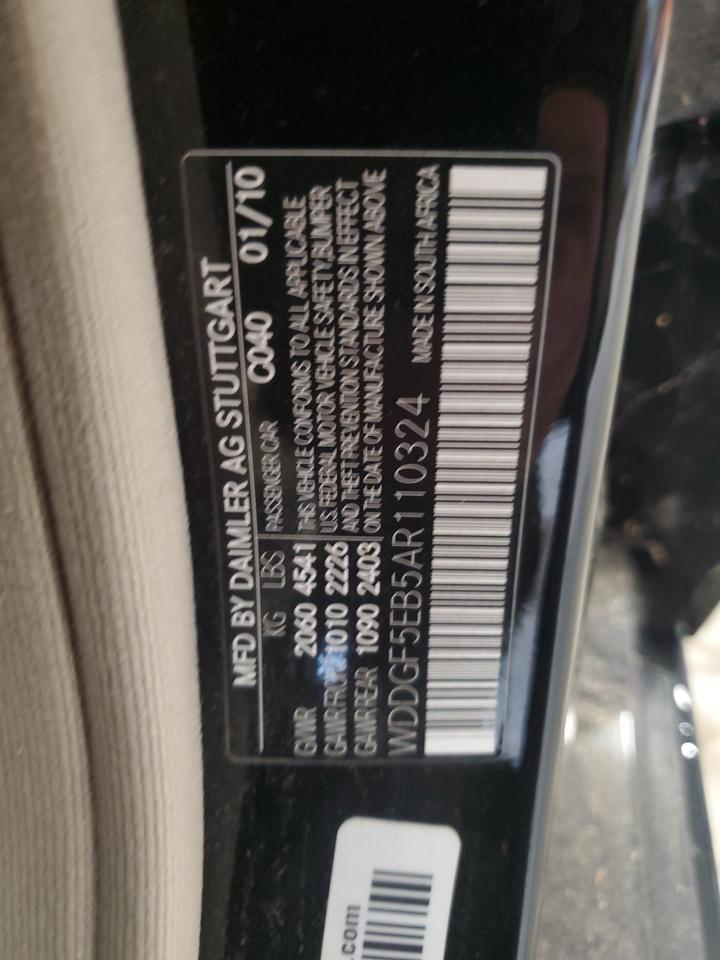 2010 Mercedes-Benz C 300 VIN: WDDGF5EB5AR110324 Lot: 90291135