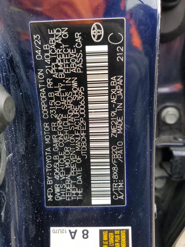 2023 Toyota Corolla Le VIN: JTDBCMFE2PJ006395 Lot: 90406525