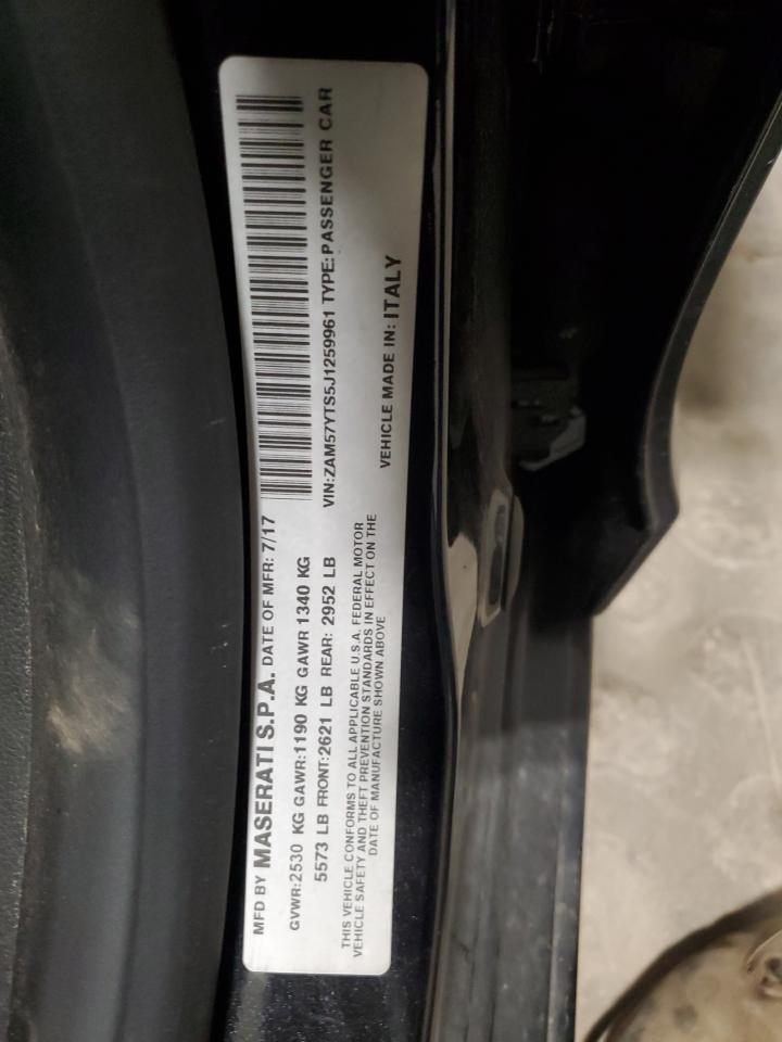 2018 Maserati Ghibli S VIN: ZAM57YTS5J1259961 Lot: 86686455