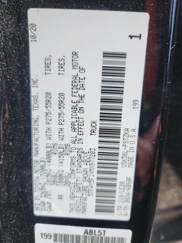 2021 Toyota Tundra Crewmax 1794 VIN: 5TFAY5F1XMX977203 Lot: 82275555