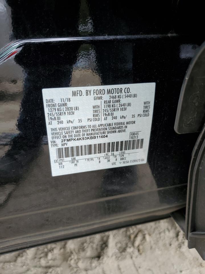 2019 Ford Edge Titanium VIN: 2FMPK4K93KBB11604 Lot: 86305025