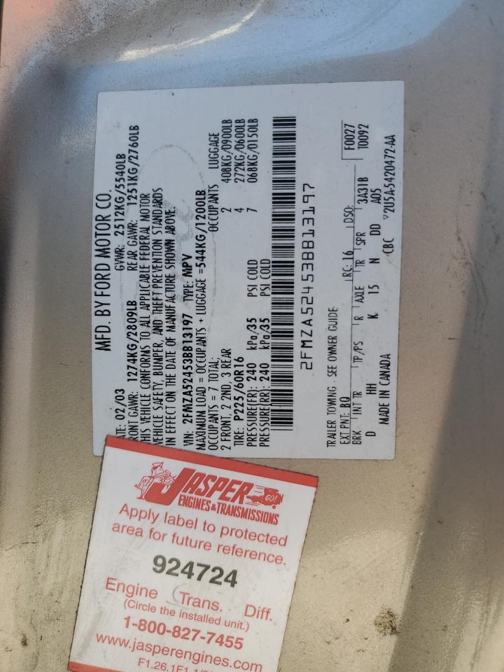 2003 Ford Windstar Se VIN: 2FMZA52453BB13197 Lot: 85838925