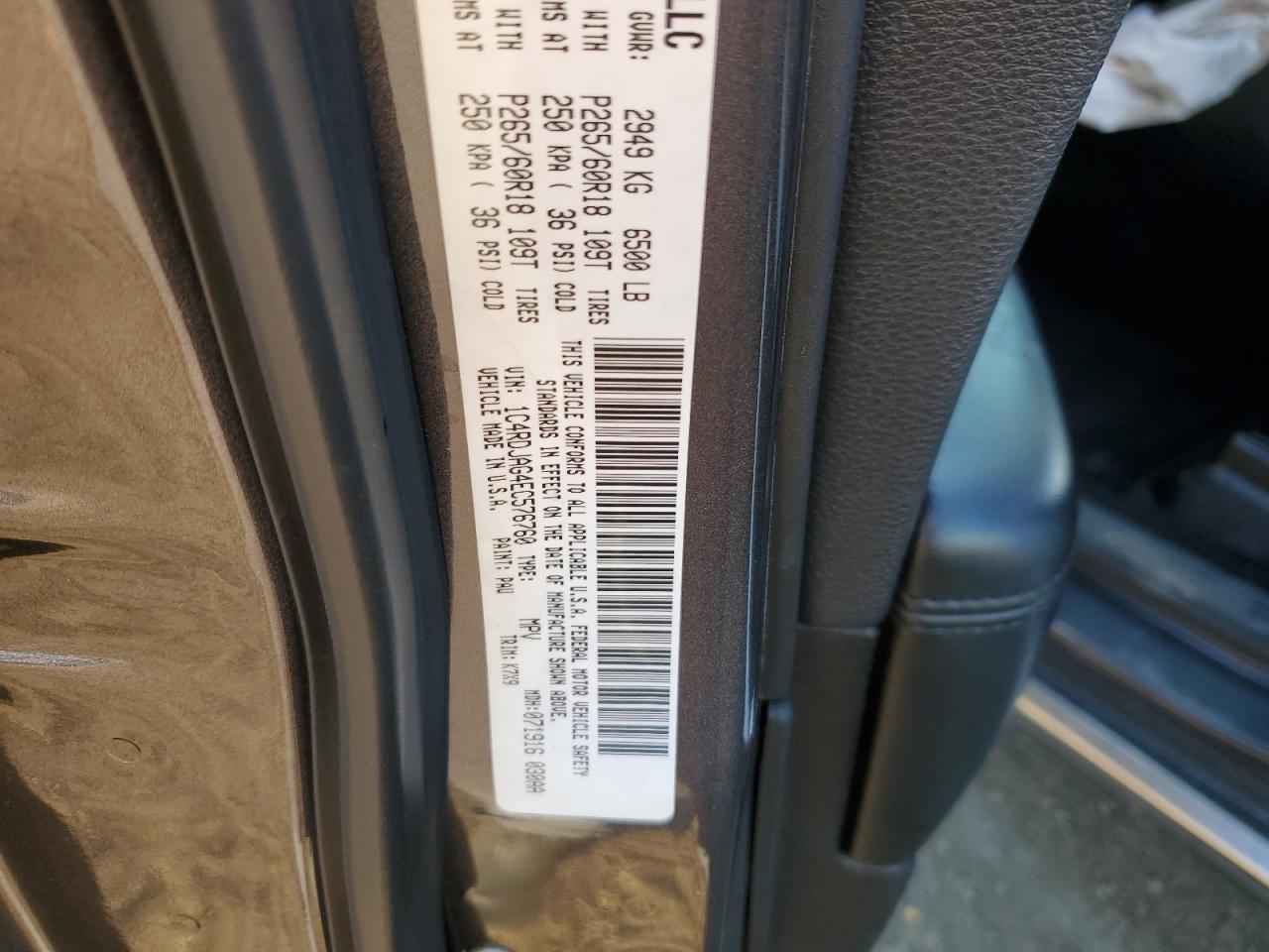 2014 Dodge Durango Sxt VIN: 1C4RDJAG4EC576760 Lot: 84718645