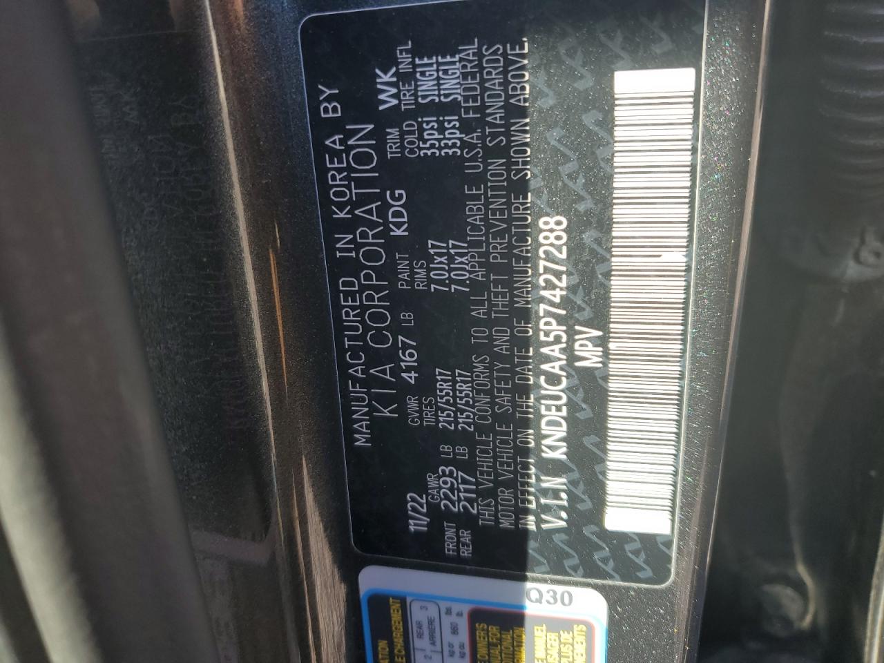 2023 Kia Seltos S VIN: KNDEUCAA5P7427288 Lot: 87185915