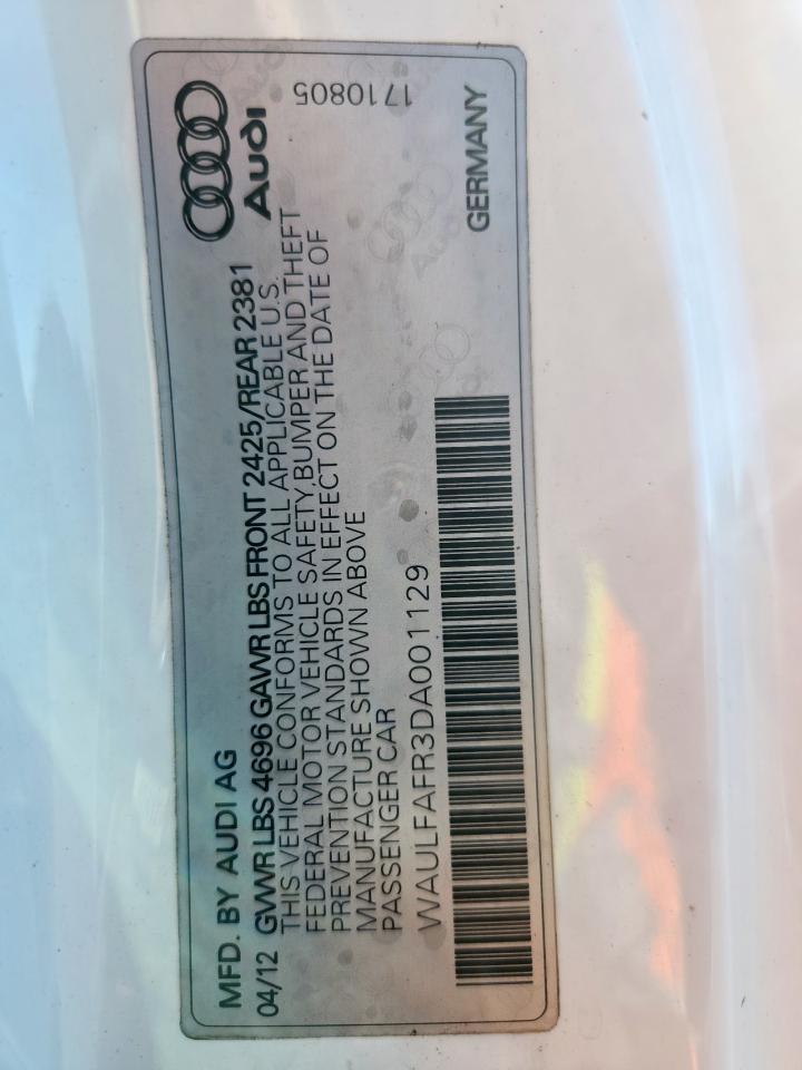 2013 Audi A5 Premium Plus VIN: WAULFAFR3DA001129 Lot: 90538885