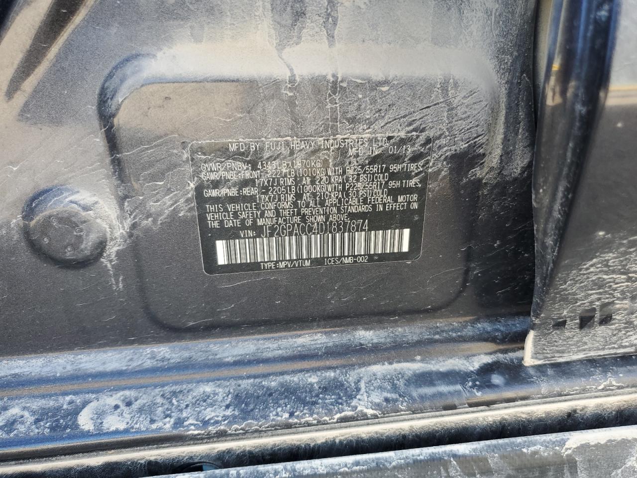 2013 Subaru Xv Crosstrek 2.0 Premium VIN: JF2GPACC4D1837874 Lot: 84640805