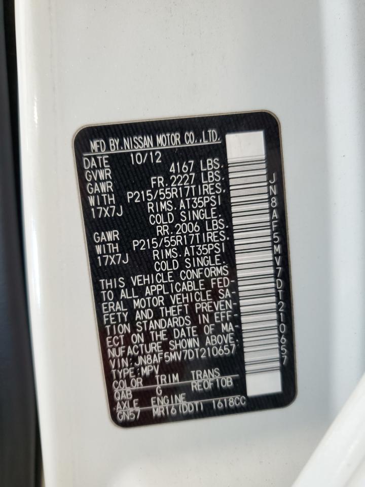 2013 Nissan Juke VIN: JN8AF5MV7DT210657 Lot: 82223895